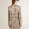 Damen-Pyjama-Hemd aus Seidenmischung mit Blumenprint