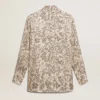 Damen-Pyjama-Hemd aus Seidenmischung mit Blumenprint