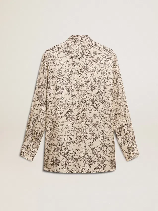 Damen-Pyjama-Hemd aus Seidenmischung mit Blumenprint