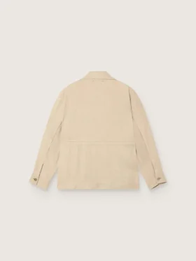 Damen-Safarijacke aus beiger Viskose mit Mikro-Chevron-Muster