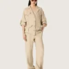 Beige Viskose-Hose für Damen