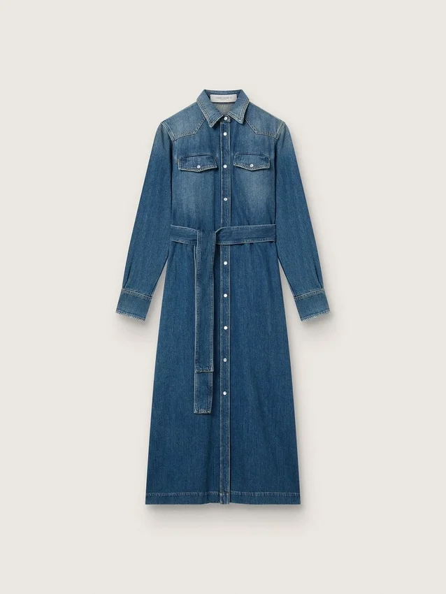 Damen-Shirtkleid aus Denim mit Gürtel