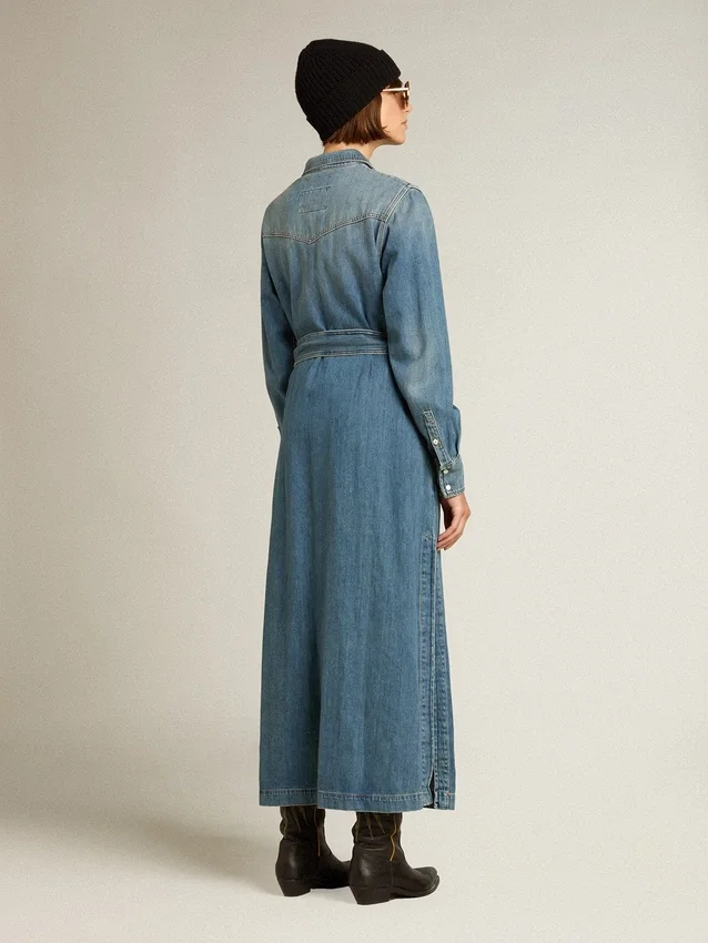 Damen-Shirtkleid aus Denim mit Gürtel