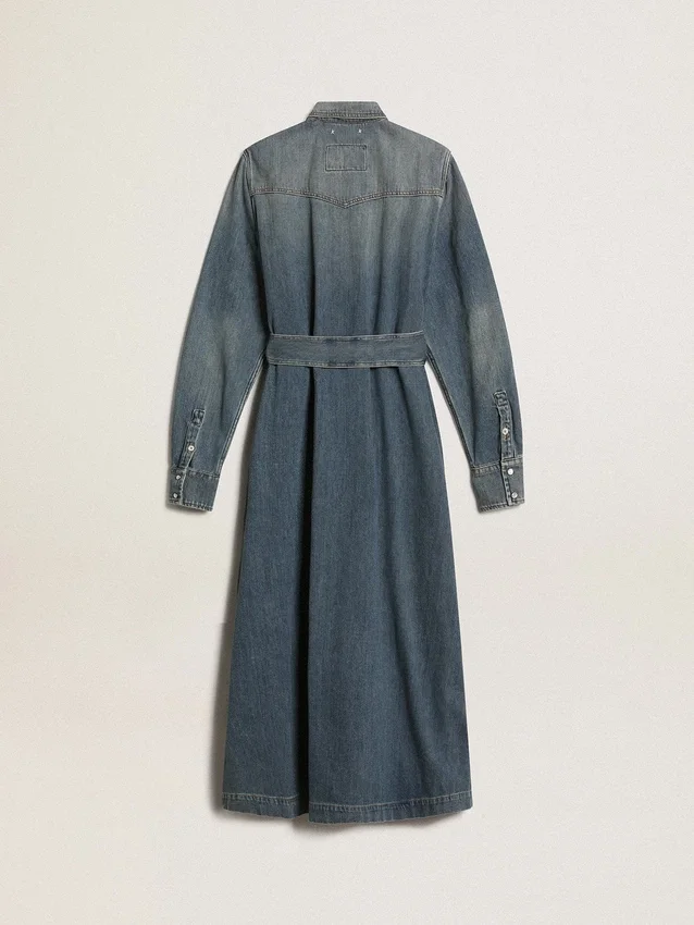 Damen-Shirtkleid aus Denim mit Gürtel
