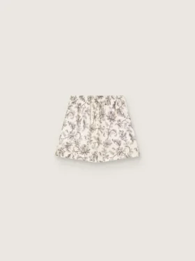 Damen-Shorts aus schwarz-weissem Baumwollpopeline mit Blumenprint