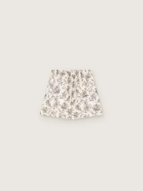 Damen-Shorts aus schwarz-weissem Baumwollpopeline mit Blumenprint