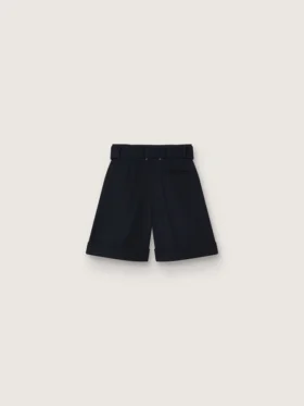 Damen-Shorts aus schwarzem Wollgabardine mit Taillengürtel