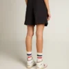 Damen-Shorts aus schwarzem Wollgabardine mit Taillengürtel