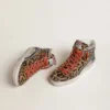 Damen-Slide LTD aus Ponyfell mit Leopardenmuster, metallischem Lederstern und Glitzer