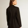 Damen-Smokingjacke aus schwarzem Wollgabardine
