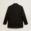 Damen-Smokingjacke aus schwarzem Wollgabardine