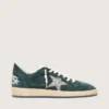 Damen-Sneaker «Ball Star» aus grünem Wildleder mit silbernem Glitzerstern