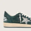 Damen-Sneaker «Ball Star» aus grünem Wildleder mit silbernem Glitzerstern