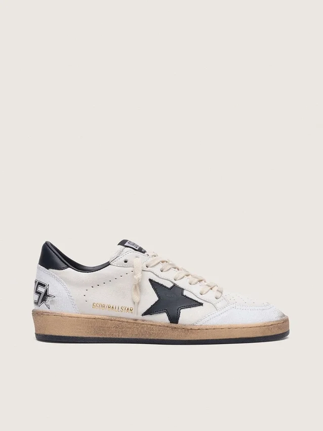 Damen-Sneaker «Ball Star» aus Nappa mit schwarzem Stern und schwarzer Fersenlasche