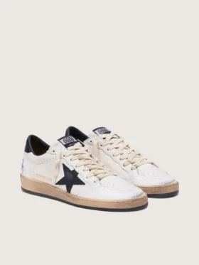 Damen-Sneaker «Ball Star» aus Nappa mit schwarzem Stern und schwarzer Fersenlasche