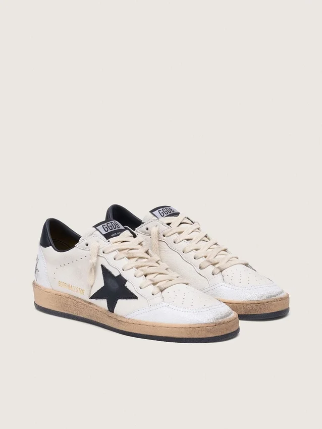 Damen-Sneaker «Ball Star» aus Nappa mit schwarzem Stern und schwarzer Fersenlasche