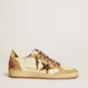 Damen-Sneaker «Ball Star» aus Nappa und Wildleder mit Stern aus Ponyfell und metallischer Fersenlasche