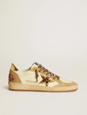 Damen-Sneaker «Ball Star» aus Nappa und Wildleder mit Stern aus Ponyfell und metallischer Fersenlasche