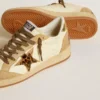 Damen-Sneaker «Ball Star» aus Nappa und Wildleder mit Stern aus Ponyfell und metallischer Fersenlasche