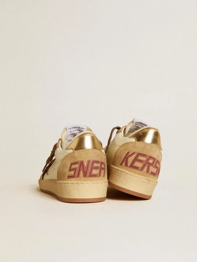 Damen-Sneaker «Ball Star» aus Nappa und Wildleder mit Stern aus Ponyfell und metallischer Fersenlasche