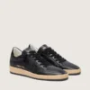 Damen-Sneaker «Ball Star» aus schwarzem Nappa mit schwarzem Glitzerstern und Fersenlasche aus Wildleder