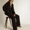 Damen-Sneaker «Ball Star» aus schwarzem Nappa mit schwarzem Glitzerstern und Fersenlasche aus Wildleder