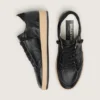 Damen-Sneaker «Ball Star» aus schwarzem Nappa mit schwarzem Glitzerstern und Fersenlasche aus Wildleder
