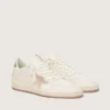Damen-Sneaker «Ball Star» aus weissem Leder mit Kristallstern und metallischer Fersenlasche