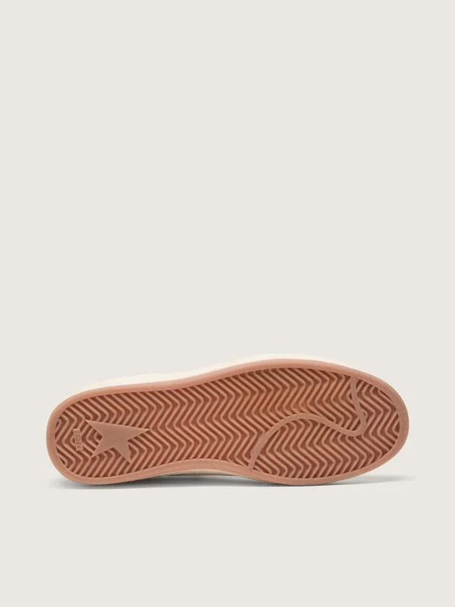 Damen-Sneaker «Ball Star» aus weissem Leder mit Kristallstern und metallischer Fersenlasche