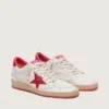 Damen-Sneaker «Ball Star» aus weissem Leder mit rotem Stern und Fersenlasche
