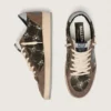 Damen-Sneaker «Ball Star LAB» aus braunem Matelassé-Samt mit Strasssteinen und schwarzem Lederstern