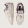 Damen-Sneaker «Ball Star LAB» aus weissem Nylon und Ponyfell mit silbernem Stern und lila Einsätzen