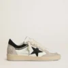 Damen-Sneaker «Ball Star LTD» aus Nappa mit schwarzem Kristallstern und beigen Wildledereinsätzen