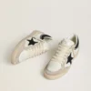 Damen-Sneaker «Ball Star LTD» aus Nappa mit schwarzem Kristallstern und beigen Wildledereinsätzen