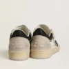 Damen-Sneaker «Ball Star LTD» aus Nappa mit schwarzem Kristallstern und beigen Wildledereinsätzen