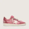 Damen-Sneaker «Ball Star LTD» aus rosa Wildleder mit cremefarbenem Lederstern und roten Wildledereinsätzen