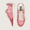 Damen-Sneaker «Ball Star LTD» aus rosa Wildleder mit cremefarbenem Lederstern und roten Wildledereinsätzen