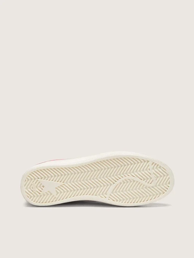 Damen-Sneaker «Ball Star LTD» aus rosa Wildleder mit cremefarbenem Lederstern und roten Wildledereinsätzen