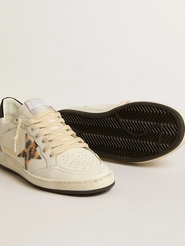 Damen-Sneaker «Ball Star» mit Stern im Leopardenmuster, verziert mit Swarovski-Kristallen
