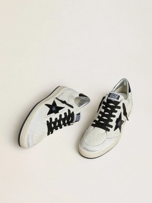 Damen-Sneaker «Ball Star Wishes» aus Nappa mit schwarzem Naplak-Stern und Fersenlasche