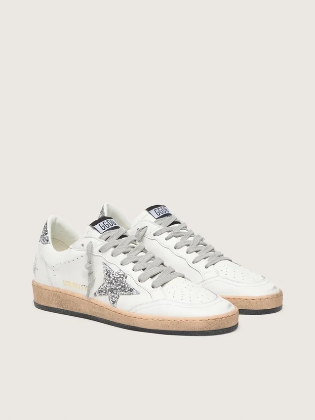 Damen-Sneaker «Ball Star Wishes» aus Nappaleder mit Glitzerstern und Fersenlasche