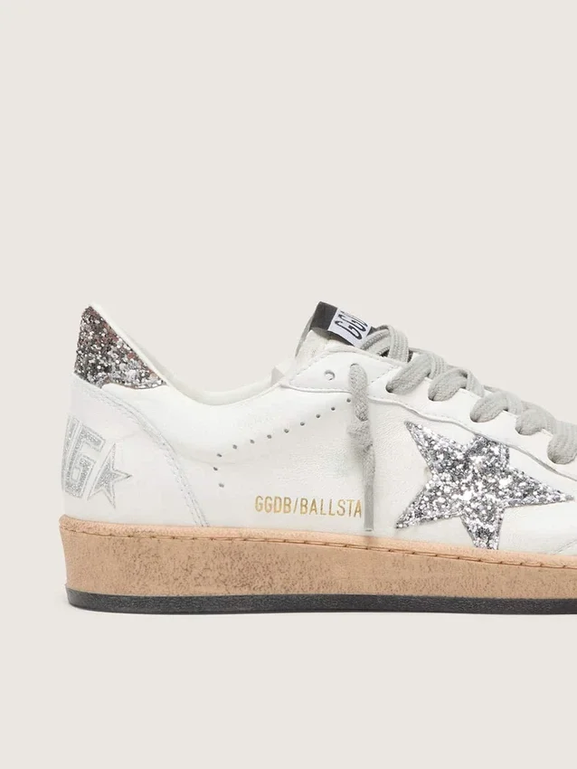 Damen-Sneaker «Ball Star Wishes» aus Nappaleder mit Glitzerstern und Fersenlasche