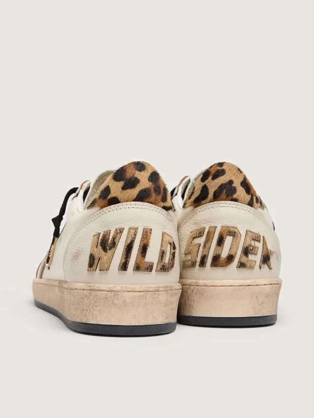Damen-Sneaker «Ball Star Wishes» mit Stern aus Wildleder und Fersenlasche aus Ponyfell mit Leopardenmuster