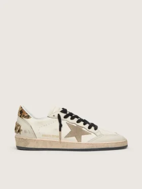 Damen-Sneaker «Ball Star Wishes» mit Stern aus Wildleder und Fersenlasche aus Ponyfell mit Leopardenmuster