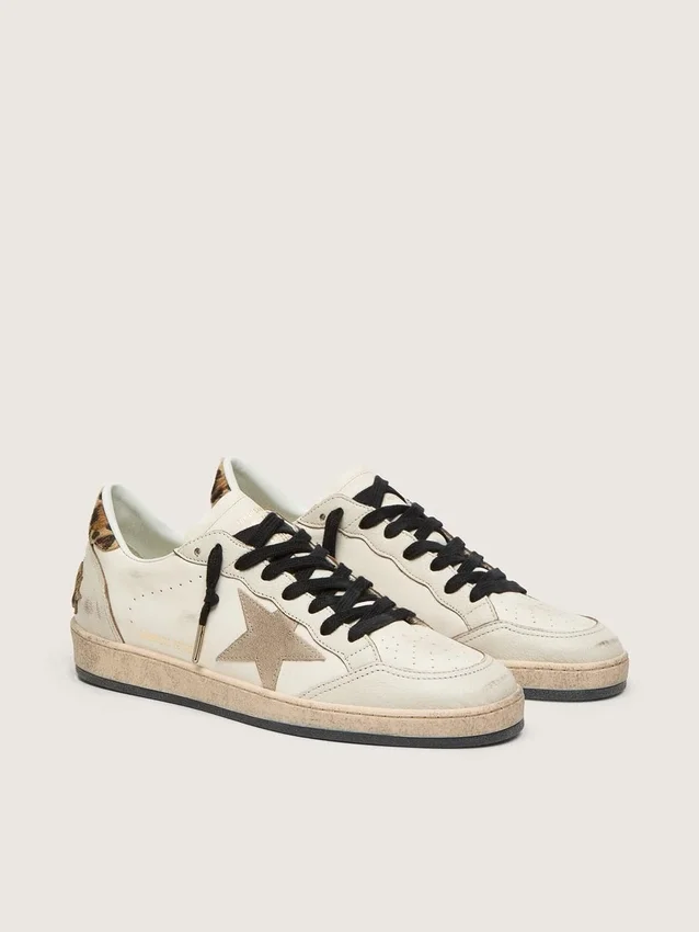 Damen-Sneaker «Ball Star Wishes» mit Stern aus Wildleder und Fersenlasche aus Ponyfell mit Leopardenmuster