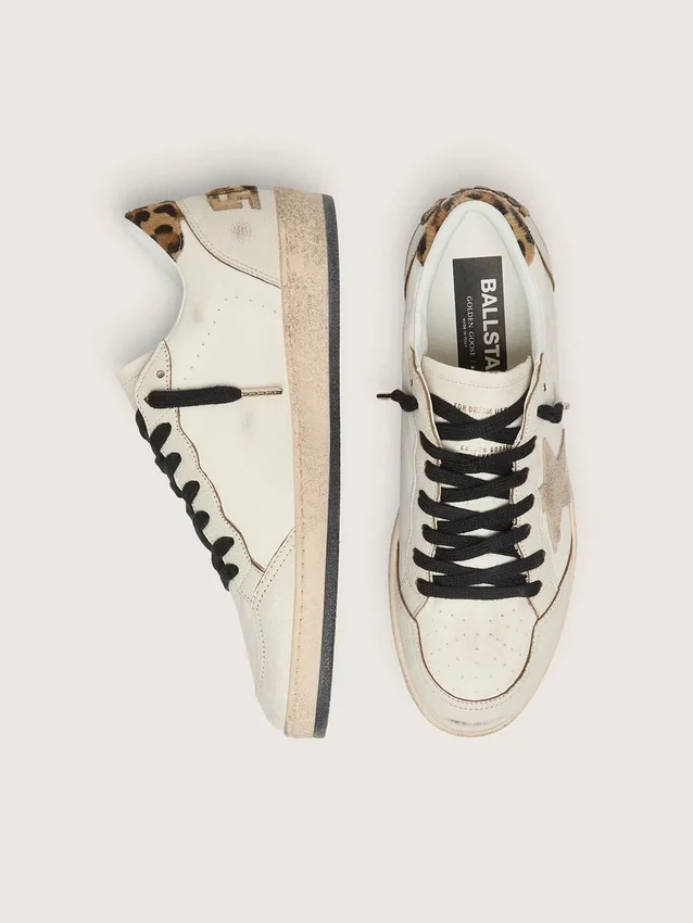 Damen-Sneaker «Ball Star Wishes» mit Stern aus Wildleder und Fersenlasche aus Ponyfell mit Leopardenmuster