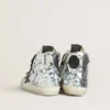 Damen-Sneaker «Francy» aus Nylon mit durchgehenden silbernen Pailletten und schwarzem Lederstern