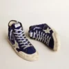 Damen-Sneaker «Francy Penstar» in leuchtend blauen Pailletten mit eisgrauem Stern aus Wildleder