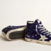 Damen-Sneaker «Francy Penstar» in leuchtend blauen Pailletten mit eisgrauem Stern aus Wildleder