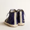 Damen-Sneaker «Francy Penstar» in leuchtend blauen Pailletten mit eisgrauem Stern aus Wildleder